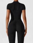 Chic Women's Zipper Jumpsuit - Long & Short Sleeve Options